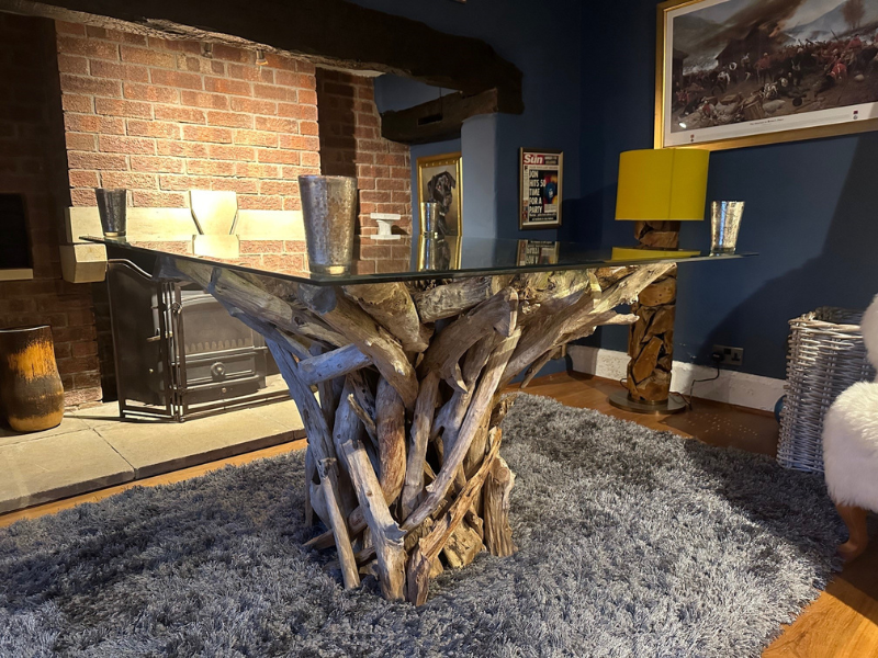 Product photograph of Ace Reclaimed Teak Root Square Dining Table from The Garden Furniture Centre Ltd