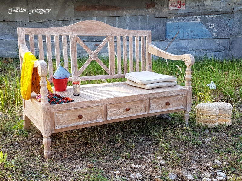 Product photograph of Reclaimed Chambel Cross Bench from The Garden Furniture Centre Ltd