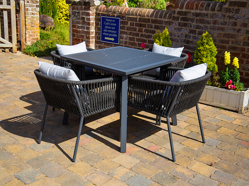 Product photograph of Square Table 90cm Dining Set Aruba from The Garden Furniture Centre Ltd