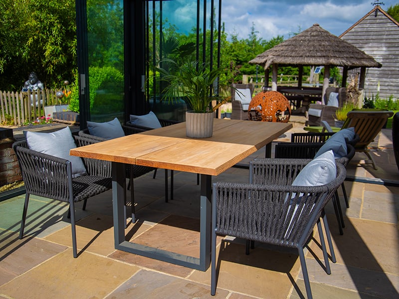 Product photograph of 6 Chair Aruba Edge Dining Set from The Garden Furniture Centre Ltd