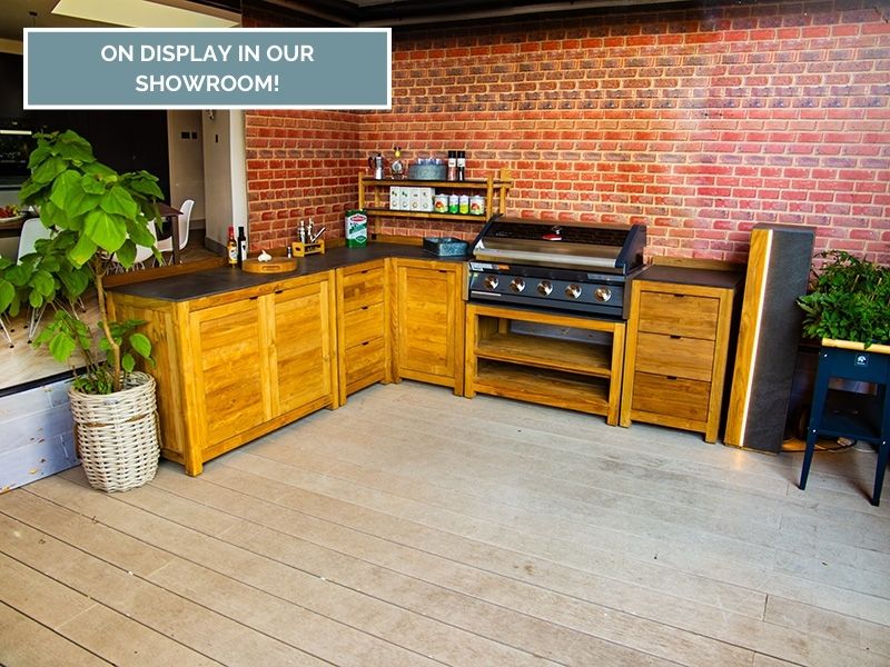 Product photograph of Bari Teak Outdoor Kitchen Set 2 from The Garden Furniture Centre Ltd