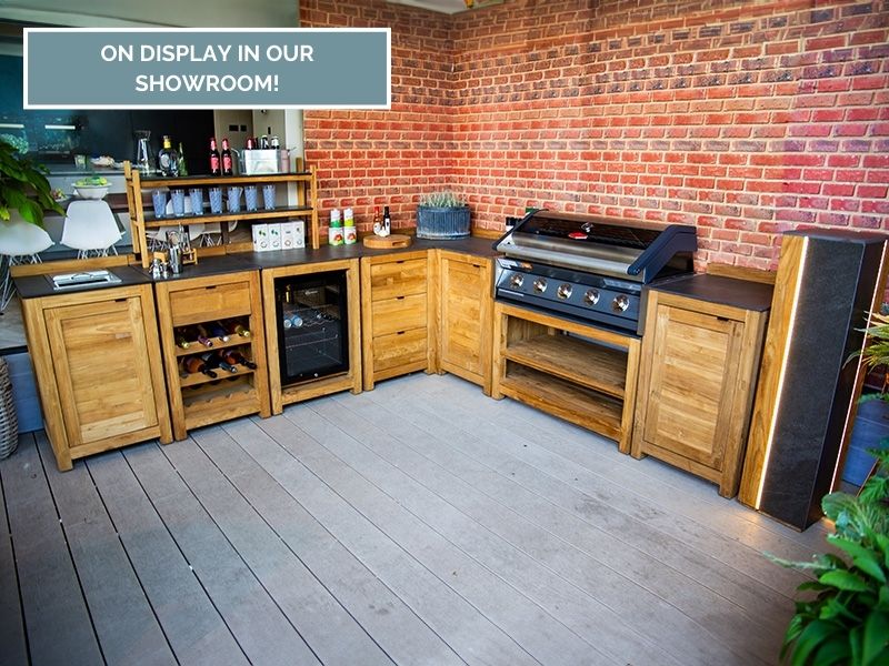 Product photograph of Bari Teak Outdoor Kitchen Set 4 from The Garden Furniture Centre Ltd