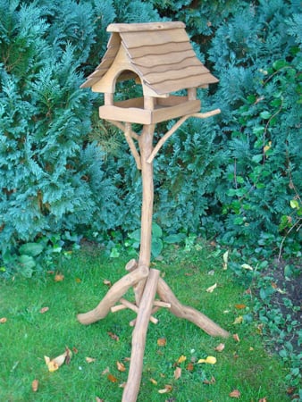 Product photograph of Small Oak Bird Table from The Garden Furniture Centre Ltd