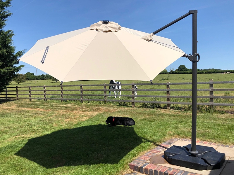 Product photograph of Saturn Led Parasol 3m Diameter from The Garden Furniture Centre Ltd