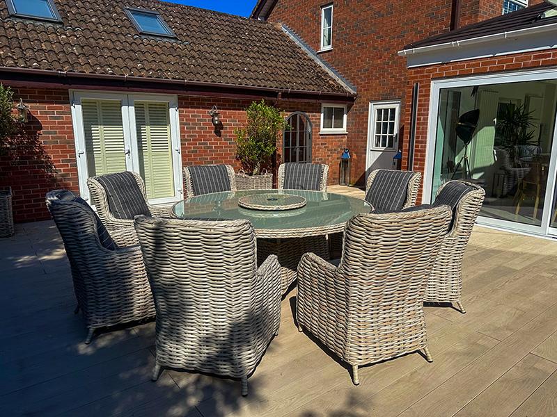 Product photograph of Fiji 8 Chair Dining Set from The Garden Furniture Centre Ltd