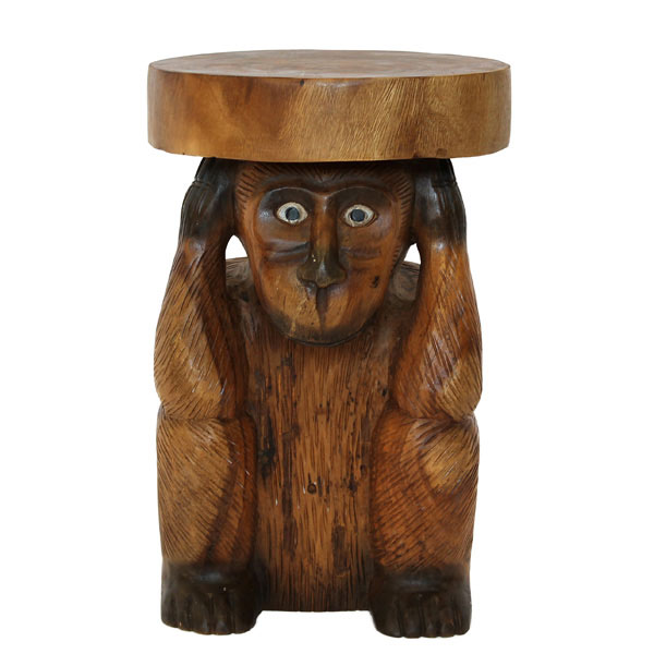 Product photograph of Monkey Hear No Evil Ornamental Table from The Garden Furniture Centre Ltd