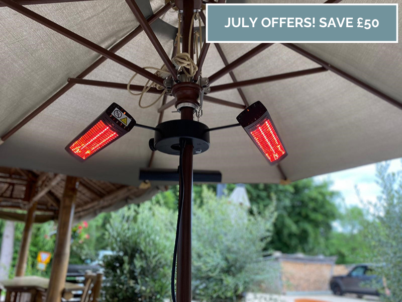 Product photograph of 3kw Tri Parasol Heater With Remote July Offers from The Garden Furniture Centre Ltd