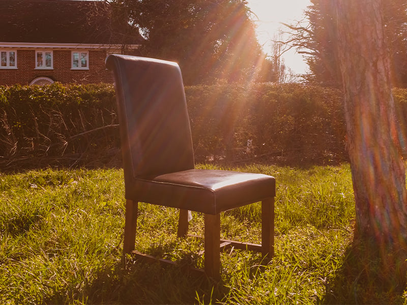 Product photograph of Leather Oak Dining Chair from The Garden Furniture Centre Ltd