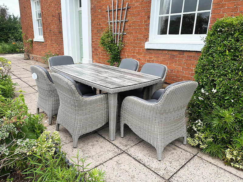 Product photograph of Meteor 6 X Chair Dining Armchair Set Ex Display from The Garden Furniture Centre Ltd