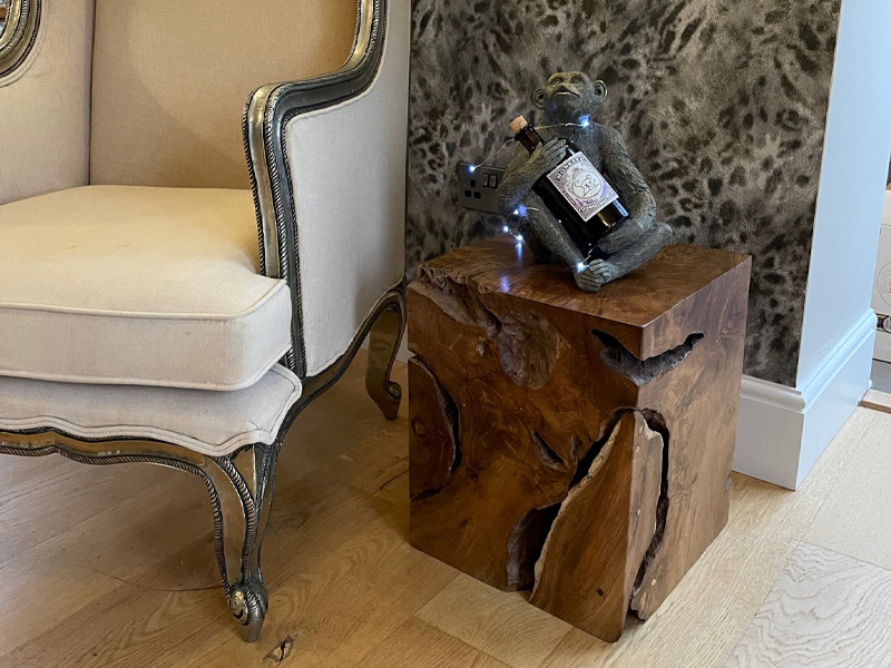 Product photograph of Naga Reclaimed Teak Root Square Stool from The Garden Furniture Centre Ltd