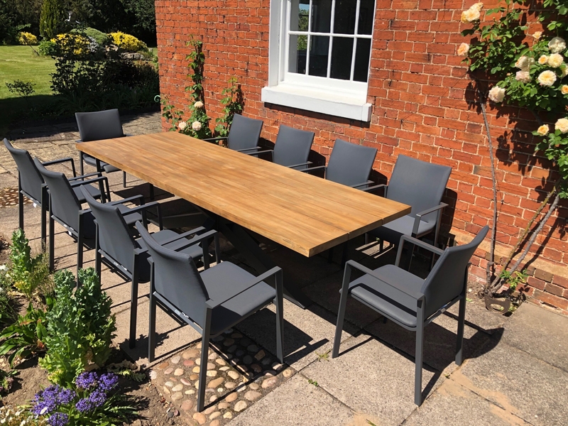 Product photograph of Timor Sense 10 Chair Dining Set Life Range Fsc Certified from The Garden Furniture Centre Ltd