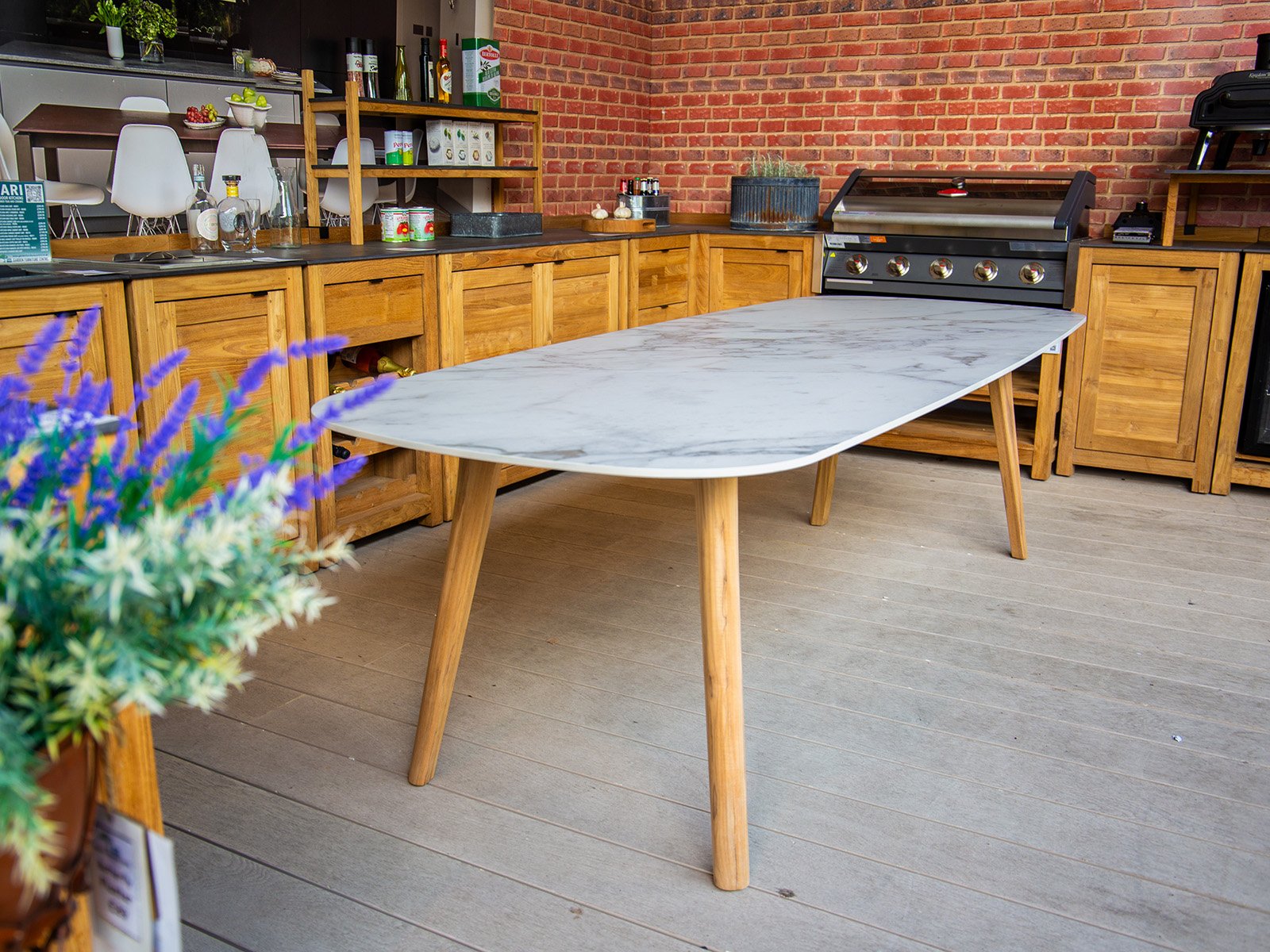 Product photograph of Stone Top Table 3 2m from The Garden Furniture Centre Ltd