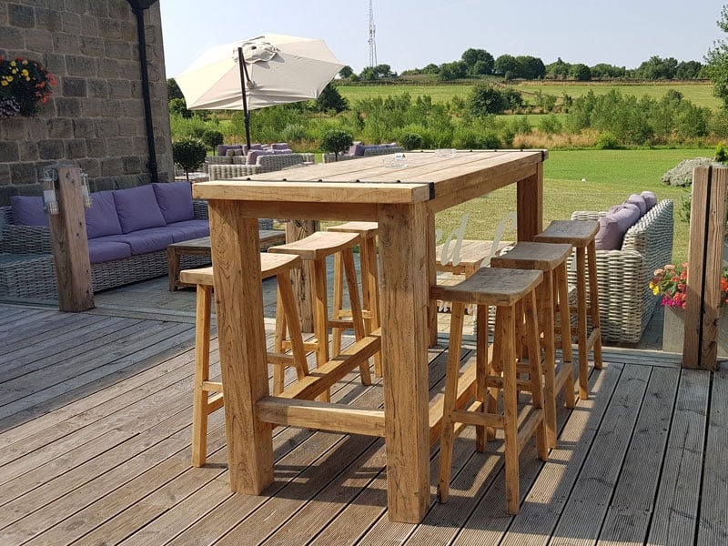 Product photograph of Reclaimed Teak Bar Set Pre-order from The Garden Furniture Centre Ltd