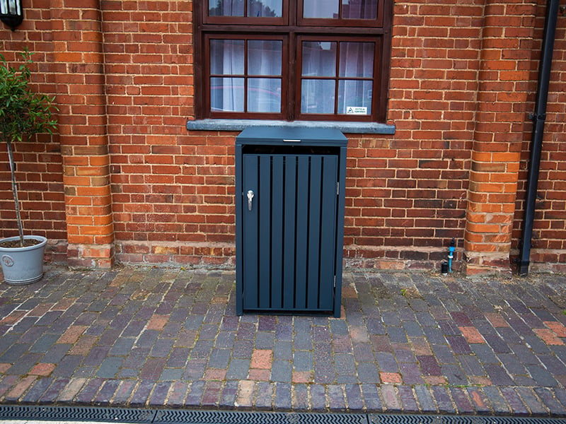 Product photograph of Anthracite Galvanized Steel Wheelie Bin Cover Single from The Garden Furniture Centre Ltd